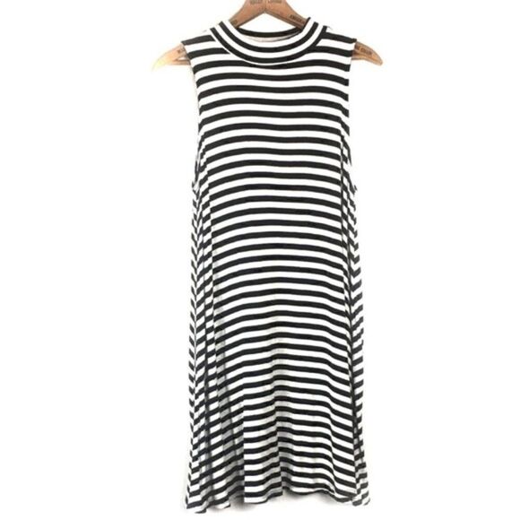 Soprano Mock Neck Sleeveless Striped Dress - Picture 1 of 4
